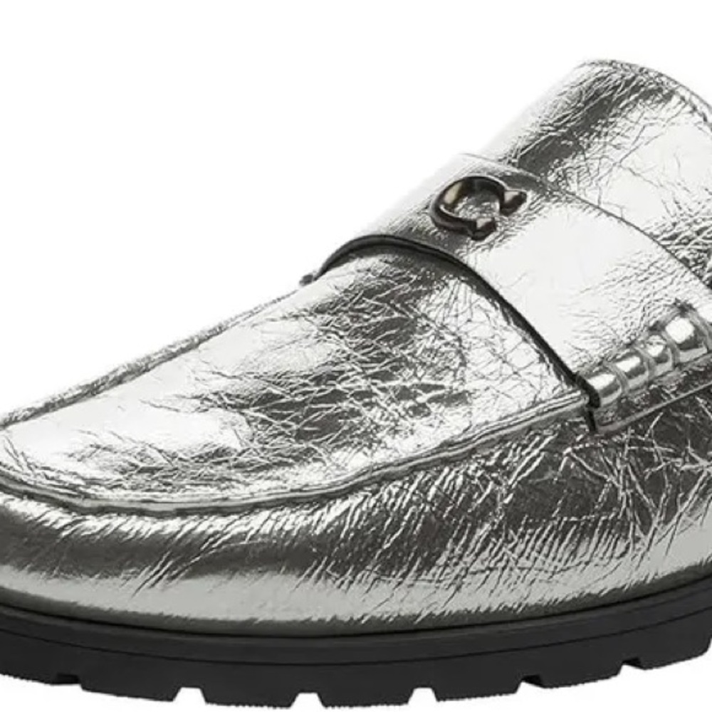 Coach Jocelyn Crinkle Leather Logo
 Silver Loafers Size 6 NWT‎ - Picture 7 of 14